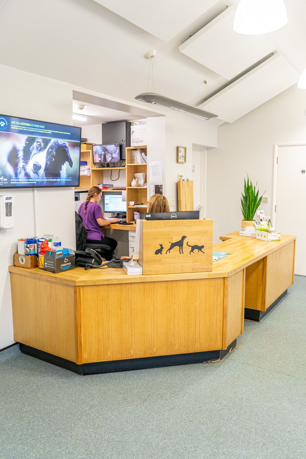 Reception desk in Market Harborough practice.